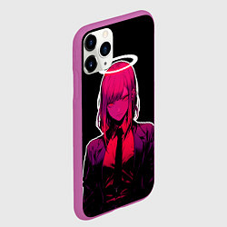 Чехол iPhone 11 Pro матовый Макима с нимбом - Человек бензопила, цвет: 3D-фиолетовый — фото 2