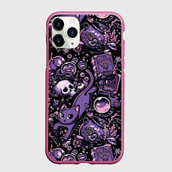 Чехол iPhone 11 Pro матовый Ведьминский паттерн, цвет: 3D-малиновый
