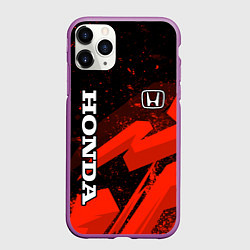 Чехол iPhone 11 Pro матовый Honda - красная абстракция, цвет: 3D-фиолетовый