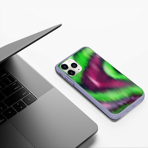 Чехол iPhone 11 Pro матовый Абстрактное северное сияние / 3D-Светло-сиреневый – фото 3