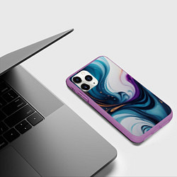 Чехол iPhone 11 Pro матовый Жидкий цветной узор - нейросеть, цвет: 3D-фиолетовый — фото 2