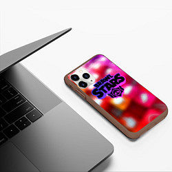 Чехол iPhone 11 Pro матовый Brawl stars network, цвет: 3D-коричневый — фото 2