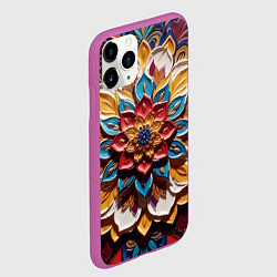 Чехол iPhone 11 Pro матовый Цветок масляные краски, цвет: 3D-фиолетовый — фото 2