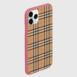 Чехол iPhone 11 Pro матовый Клетка коричневая, цвет: 3D-малиновый — фото 2