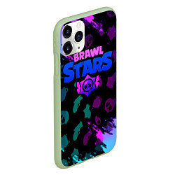 Чехол iPhone 11 Pro матовый Brawl stars neon logo, цвет: 3D-салатовый — фото 2