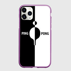 Чехол iPhone 11 Pro матовый Ping-Pong черно-белое, цвет: 3D-фиолетовый