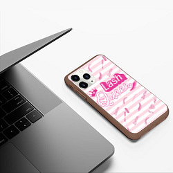 Чехол iPhone 11 Pro матовый Lash queen - pink Barbie pattern, цвет: 3D-коричневый — фото 2