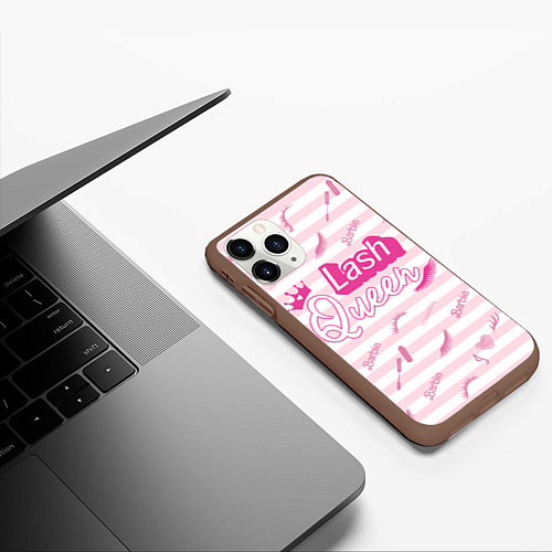 Чехол iPhone 11 Pro матовый Lash queen - pink Barbie pattern / 3D-Коричневый – фото 3