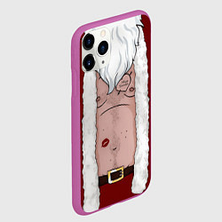 Чехол iPhone 11 Pro матовый Прикольный костюм санта клауса - голое тело, цвет: 3D-фиолетовый — фото 2