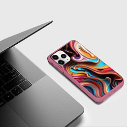 Чехол iPhone 11 Pro матовый Поток красок, цвет: 3D-малиновый — фото 2