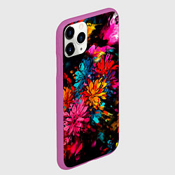 Чехол iPhone 11 Pro матовый Краски и цветы, цвет: 3D-фиолетовый — фото 2