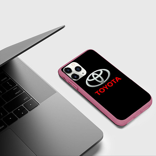 Чехол iPhone 11 Pro матовый Toyota sport car / 3D-Малиновый – фото 3