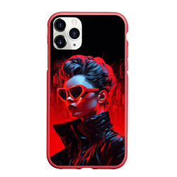 Чехол iPhone 11 Pro матовый Cyberpunk girl, цвет: 3D-красный