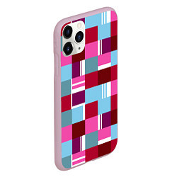 Чехол iPhone 11 Pro матовый Ретро квадраты вишнёвые, цвет: 3D-розовый — фото 2