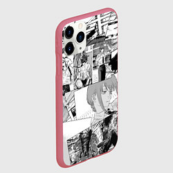Чехол iPhone 11 Pro матовый Человек Бензопила манга, цвет: 3D-малиновый — фото 2