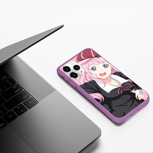 Чехол iPhone 11 Pro матовый Kaguya sama wa Kokurasetai Чика Фудживара / 3D-Фиолетовый – фото 3