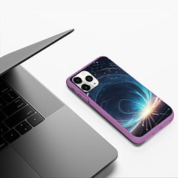 Чехол iPhone 11 Pro матовый Космический абстрактный узор - нейросеть, цвет: 3D-фиолетовый — фото 2