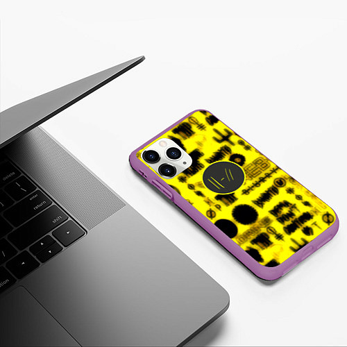 Чехол iPhone 11 Pro матовый Twenty one pilots logobombing / 3D-Фиолетовый – фото 3