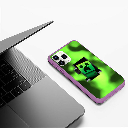 Чехол iPhone 11 Pro матовый Creeper acid / 3D-Фиолетовый – фото 3