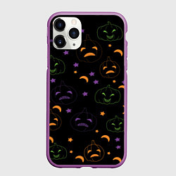Чехол iPhone 11 Pro матовый Тыквы яркие, цвет: 3D-фиолетовый
