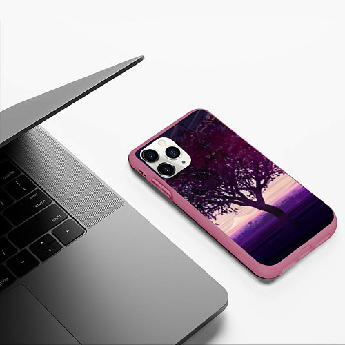 Чехол iPhone 11 Pro матовый Love Money Rock-n-Roll сакура / 3D-Малиновый – фото 3