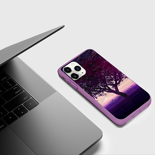 Чехол iPhone 11 Pro матовый Love Money Rock-n-Roll сакура / 3D-Фиолетовый – фото 3