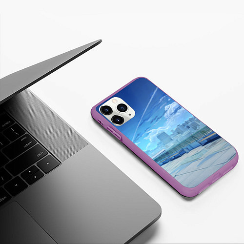 Чехол iPhone 11 Pro матовый Love Money Rock-n-Roll крыша школы / 3D-Фиолетовый – фото 3