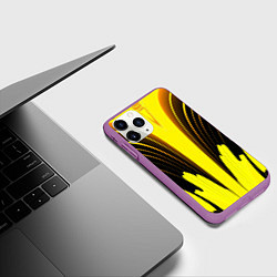 Чехол iPhone 11 Pro матовый Черно-желтые мотивы, цвет: 3D-фиолетовый — фото 2