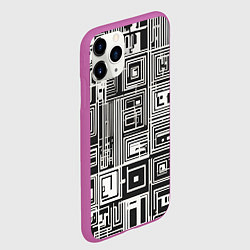 Чехол iPhone 11 Pro матовый Белые полосы на чёрном фоне, цвет: 3D-фиолетовый — фото 2