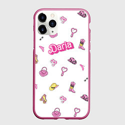Чехол iPhone 11 Pro матовый Дарья - в стиле барби: аксессуары паттерн, цвет: 3D-малиновый