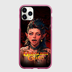 Чехол iPhone 11 Pro матовый Карлах - ахегао, цвет: 3D-малиновый