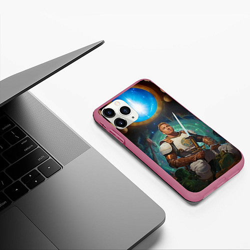 Чехол iPhone 11 Pro матовый Гачимучи Билли Харингтон рыцарь / 3D-Малиновый – фото 3