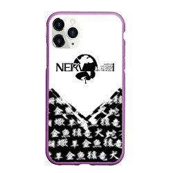 Чехол iPhone 11 Pro матовый Евангелион логотип Nerv anime, цвет: 3D-фиолетовый