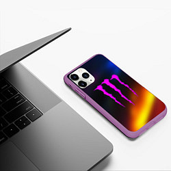 Чехол iPhone 11 Pro матовый Monster energy gradient color, цвет: 3D-фиолетовый — фото 2