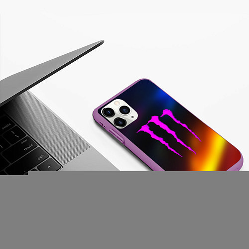 Чехол iPhone 11 Pro матовый Monster energy gradient color / 3D-Фиолетовый – фото 3