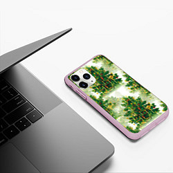 Чехол iPhone 11 Pro матовый Рождественская ель - старинный узор, цвет: 3D-розовый — фото 2