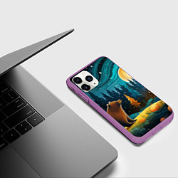 Чехол iPhone 11 Pro матовый Хозяин тайги: медведь в лесу, цвет: 3D-фиолетовый — фото 2