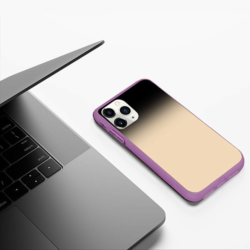 Чехол iPhone 11 Pro матовый Градиент: от черного к телесному / 3D-Фиолетовый – фото 3