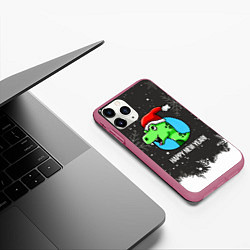 Чехол iPhone 11 Pro матовый Happy new year 2024, цвет: 3D-малиновый — фото 2
