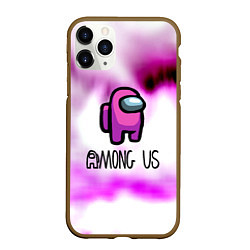 Чехол iPhone 11 Pro матовый Among us game pink, цвет: 3D-коричневый