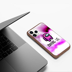 Чехол iPhone 11 Pro матовый Among us game pink, цвет: 3D-коричневый — фото 2