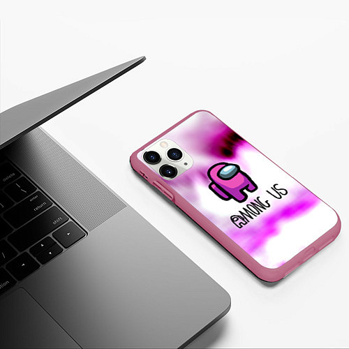 Чехол iPhone 11 Pro матовый Among us game pink / 3D-Малиновый – фото 3