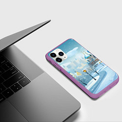 Чехол iPhone 11 Pro матовый Новогодний город России, цвет: 3D-фиолетовый — фото 2
