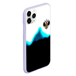 Чехол iPhone 11 Pro матовый Герб РФ синяя волна, цвет: 3D-светло-сиреневый — фото 2