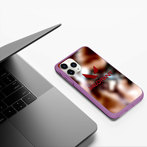 Чехол iPhone 11 Pro матовый Valorant riot games / 3D-Фиолетовый – фото 3