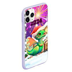 Чехол iPhone 11 Pro матовый Дракончик в новогодний салют, цвет: 3D-светло-сиреневый — фото 2