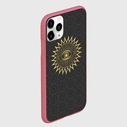 Чехол iPhone 11 Pro матовый Человеческий глаз и абстрактные лучи золотого цвет, цвет: 3D-малиновый — фото 2