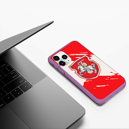 Чехол iPhone 11 Pro матовый Belarus герб краски / 3D-Фиолетовый – фото 3
