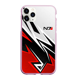 Чехол iPhone 11 Pro матовый N7 mass effect - white and red, цвет: 3D-розовый