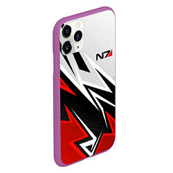 Чехол iPhone 11 Pro матовый N7 mass effect - white and red, цвет: 3D-фиолетовый — фото 2